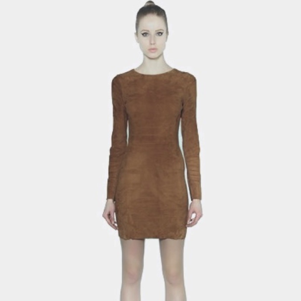 Amsterdam Brown Faux Suede Dress, 6